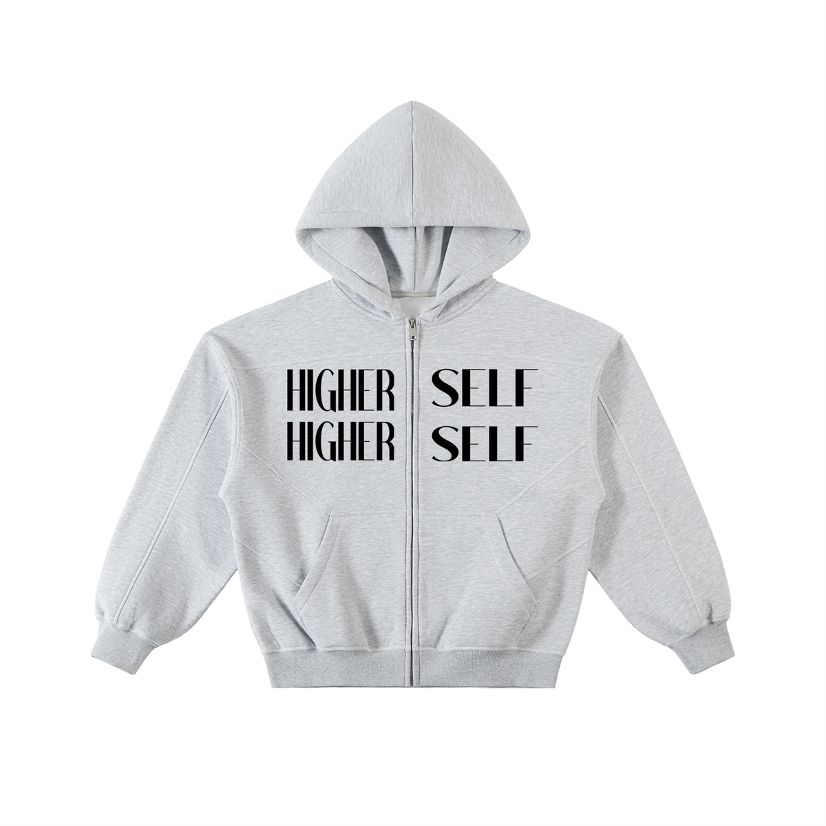 Contrast-Stitched Boxy Fleece Zip Hoodie