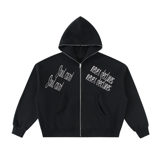 Fleeced Full-Zip Boxy Hoodie